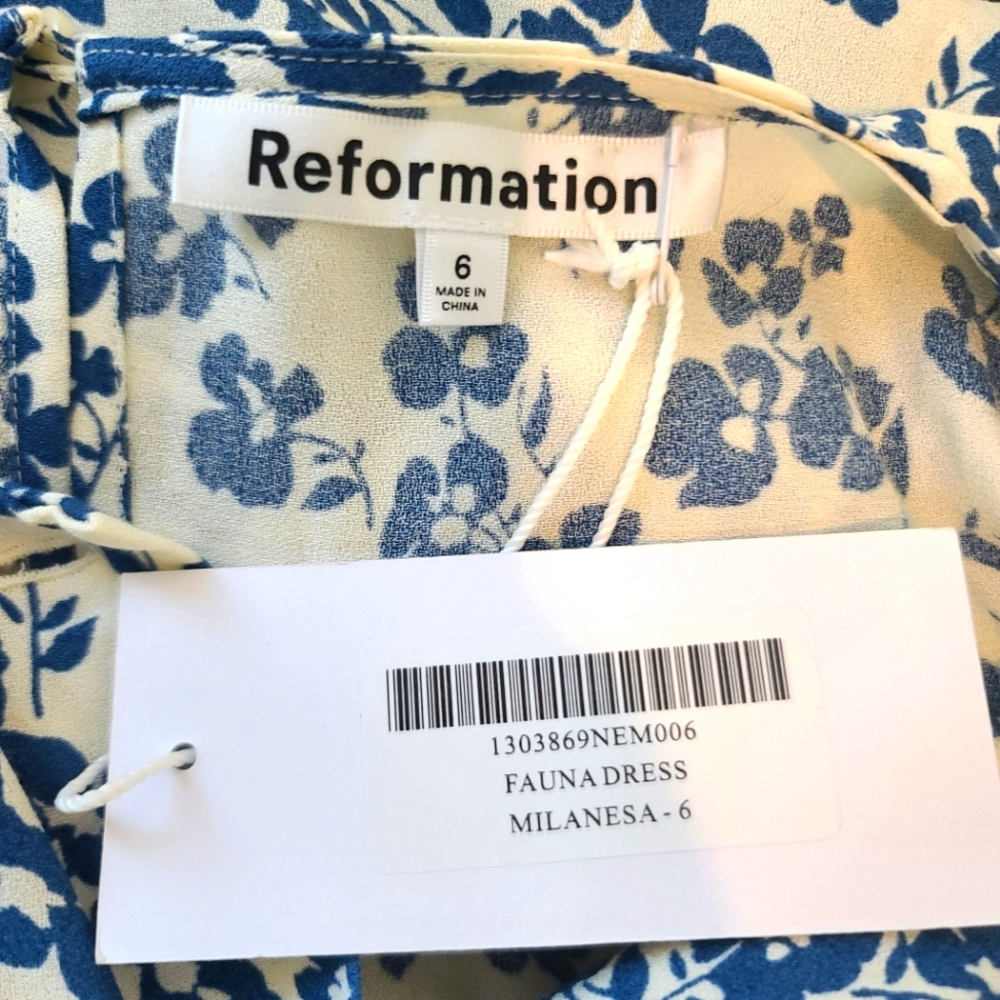 NWT REFORMATION Fauna Milanesa Floral Midi Dress NWT Size 6 - Picture 7 of 8